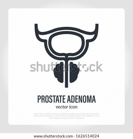 Prostate adenoma. Benign prostatic hyperplasia. Thin line icon. Healthcare and medical vector illustration.