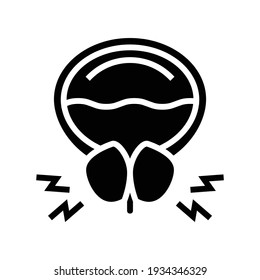 prostate blocking urine canal glyph icon vector. prostate blocking urine canal sign. isolated contour symbol black illustration