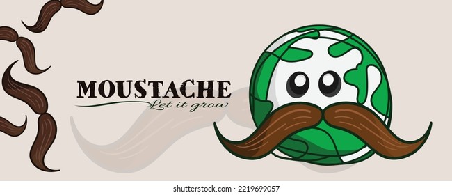 Prostate cancer awareness banner with moustache. Prostate cancer awareness month design. 