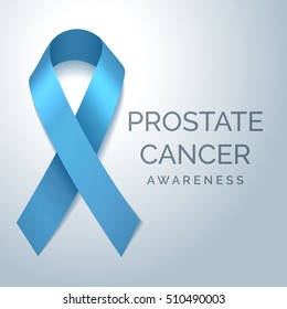 Prostate cancer awareness blue ribbon poster. Vector illustration