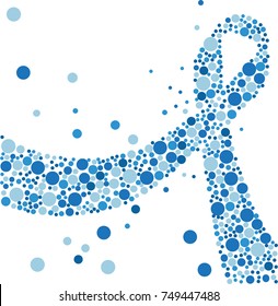 Prostate cancer awareness blue ribbon made of circles. Vector illustration.