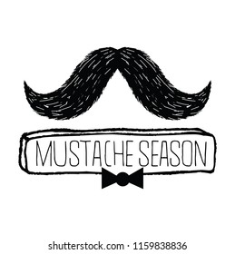 Prostate Cancer Awareness event poster with mustache and hand lettering phrase in a ribbon, vector illustration for banner, greeting card and other design