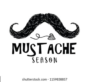 Prostate Cancer Awareness event poster with mustache and hand lettering phrase, vector illustration for banner, greeting card and other design