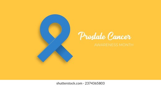 Prostate cancer awareness month banner with blue ribbon. November is prostate cancer awareness month banner design template