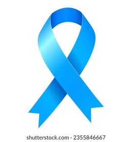 Prostate Cancer Awareness Month. Blue ribbon. Vector illustration isolated on white.