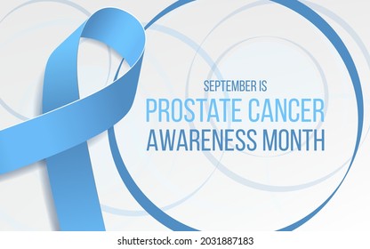 Prostate Cancer Awareness Month concept. Banner template with light blue ribbon. Vector illustration.