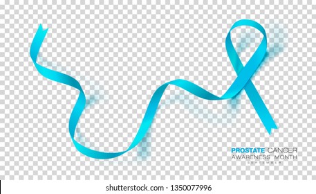 Prostate Cancer Awareness Month. Light Blue Color Ribbon Isolated On Transparent Background. Vector Design Template For Poster.