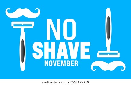 Prostate Cancer Awareness Month. No shave november.Holiday concept. suitable for placard, background,Greeting Card, Poster design template with text inscription, standard Social Media Post.