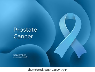 Prostate Cancer awareness month in September. Light Blue color ribbon Cancer Awareness Products. Vector illustration.
