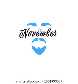 Prostate Cancer Awareness Month support poster with symbol of it - moustache for November No Shave campaign of solidarity of all men, vector illustration. Men oncological disease support campaign