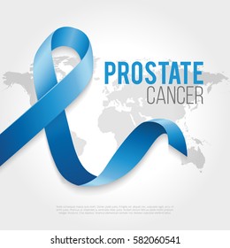 Prostate cancer awareness ribbon background. Blue ribbon. Vector illustration