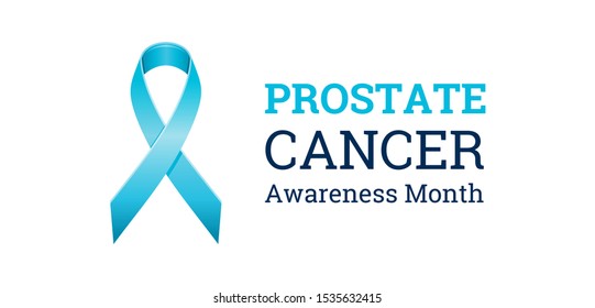 Prostate cancer awareness ribbon with moustaches. Men health symbol. Men cancer prevention in November month. Blue color concept. Engraved, 3d cartoon vector illustration isolated on white background