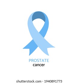 Prostate cancer awareness symbol. Light blue vector ribbon.