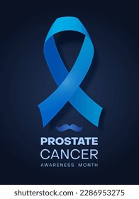Prostate cancer dark ribbon. Month of awareness in November, health care. Poster or banner for website. Medical examination and regular visits to doctor. Cartoon flat vector illustration