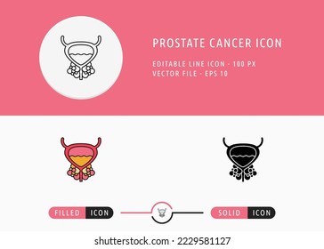 Ilustración vectorial del icono Cáncer de próstata. Símbolo de Gland Hyperplasia sobre fondo aislado para su aplicación móvil, diseño web y presentación.