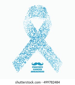 Prostate cancer ribbon awareness month - November -  Light blue ribbon made of dots