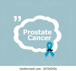 Prostate cancer ribbon awareness on blue background. Light blue ribbon with mustache. Graves Disease