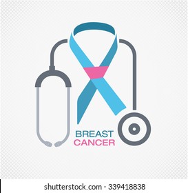 Prostate cancer ribbon awareness and stethoscope.