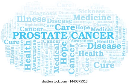Prostate Cancer word cloud. Vector made with text only.