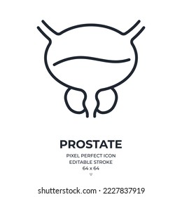 Prostate editable stroke outline icon isolated on white background flat vector illustration. Pixel perfect. 64 x 64.