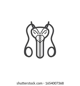 Icono de la línea de la glándula de próstata. signo de estilo lineal para concepto móvil y diseño web. Icono vectorial del contorno normal de la glándula prostática. Símbolo, ilustración del logotipo. Gráficos vectoriales