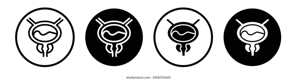 Prostate icon set. urinary inflammation vector symbol in black filled and outlined style.
