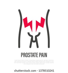 Prostate pain thin line icon. Vector illustration of erectile disfunction.