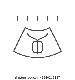 Icono de contorno de línea de proyección de próstata