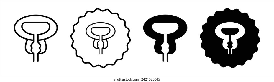 Prostate set in black and white color. Prostate simple flat icon vector
