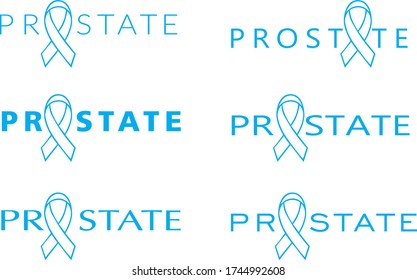 Prostate - vector, logotipo azul con una cinta en fondo blanco