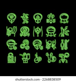 Prostatitis Disease neon light sign vector. Prostatitis Symptom, Examination And Treatment, Prostate Massage And Analysis Illustrations