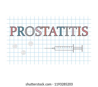 prostatitis word on checkered paper sheet- vector illustration