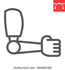 Prosthesis Arm Line Icon, Disability And Artificial, Prosthetic Arm Sign Vector Graphics, Editable Stroke Linear Icon, Eps 10