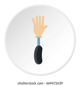 Prosthesis hand icon in flat circle isolated on white background vector illustration for web