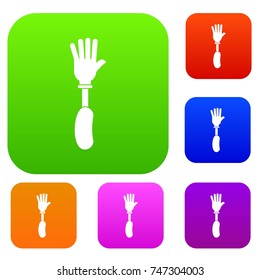 Prosthesis hand set icon color in flat style isolated on white. Collection sings vector illustration