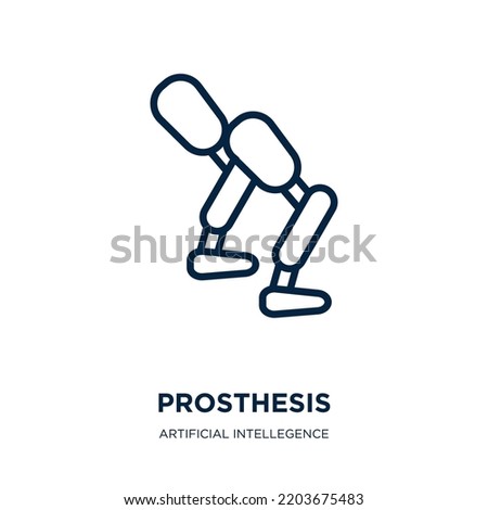 prosthesis icon from artificial intellegence and future technology collection. Thin linear prosthesis, treatment, tooth outline icon isolated on white background. Line vector prosthesis sign, symbol 