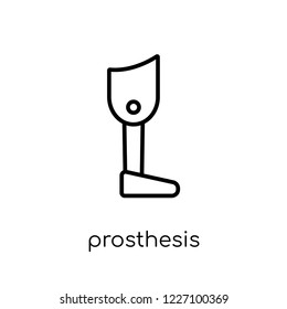 prosthesis icon. Trendy modern flat linear vector prosthesis icon on white background from thin line Artificial Intelligence, Future Technology collection, outline vector illustration