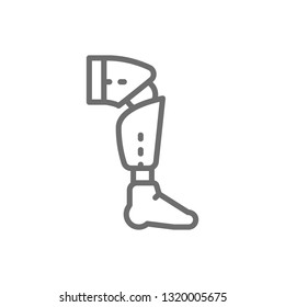 Prosthesis Leg, Exoskeleton Line Icon.