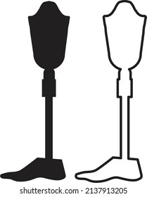 Prosthesis leg glyph icon on white background. disability and artificial, prosthetic leg sign. flat style.