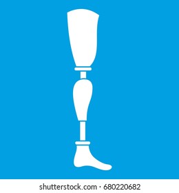 Prosthesis leg icon white isolated on blue background vector illustration