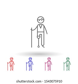 Prosthesis, physiotherapy, man multi color icon. Simple thin line, outline vector of physiotherapy icons for ui and ux, website or mobile application