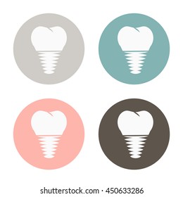 prosthesis screw tooth human anatomical vector icon. dental implant. vector medical illustration.