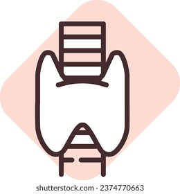 Glándula tiroidea de prótesis, ilustración o icono, vector sobre fondo blanco.