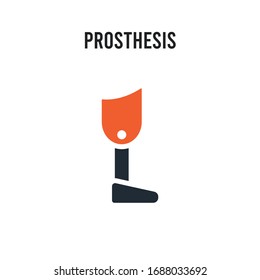 Prosthesis vector icon on white background. Red and black colored Prosthesis icon. Simple element illustration sign symbol EPS