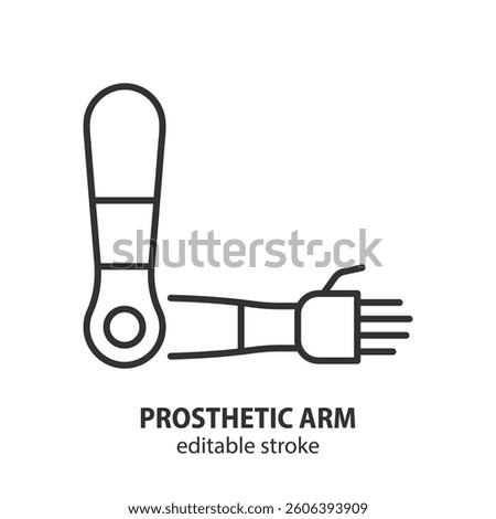 Prosthetic arm line icon. Bionic artificial arm symbol. Vector illustration. Editable stroke.