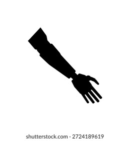 Diseño de ilustración plana de Vector de silueta de brazo protésico.