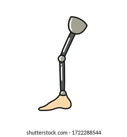 prosthetic leg doodle icon, vector illustration