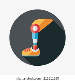 prosthetic leg flat icon with long shadow