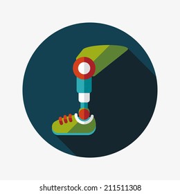 prosthetic leg flat icon with long shadow