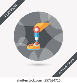 prosthetic leg flat icon with long shadow